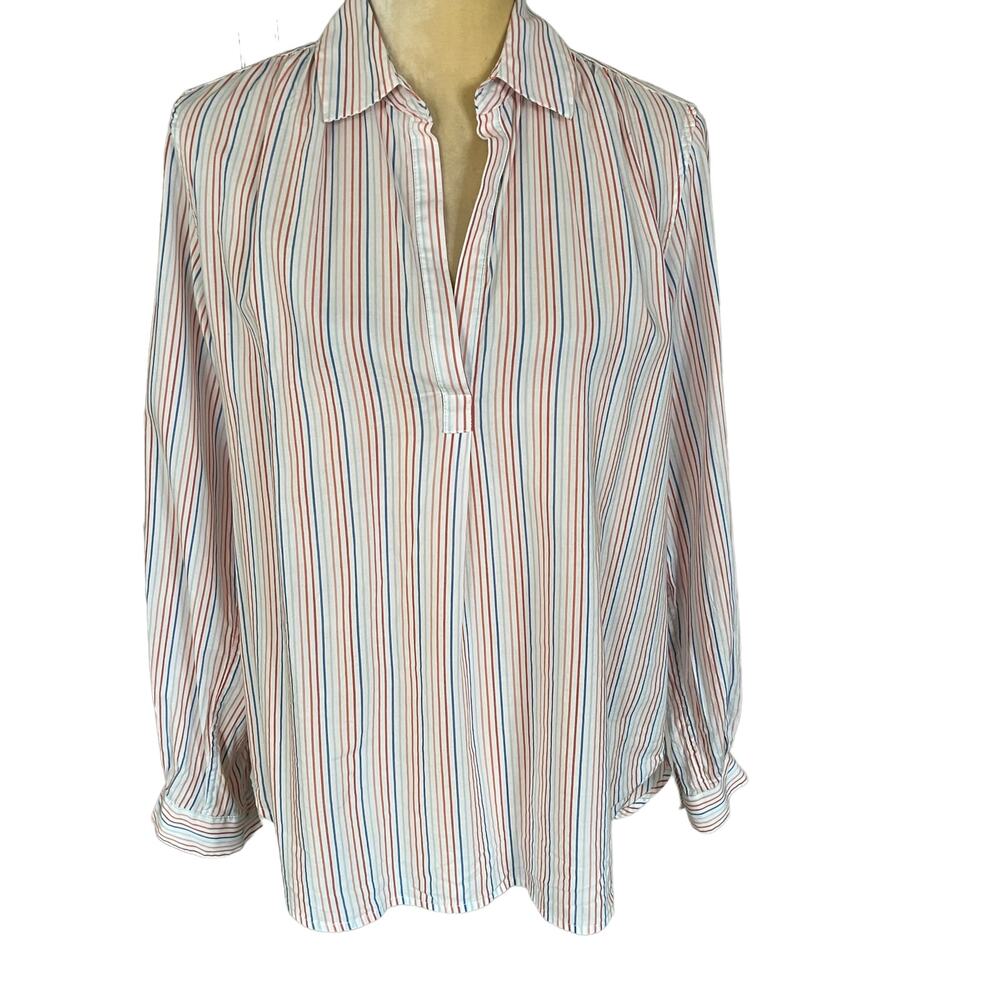 Trovata Birds of Paradis Hi Low Henley Shirt Top Striped Size Small